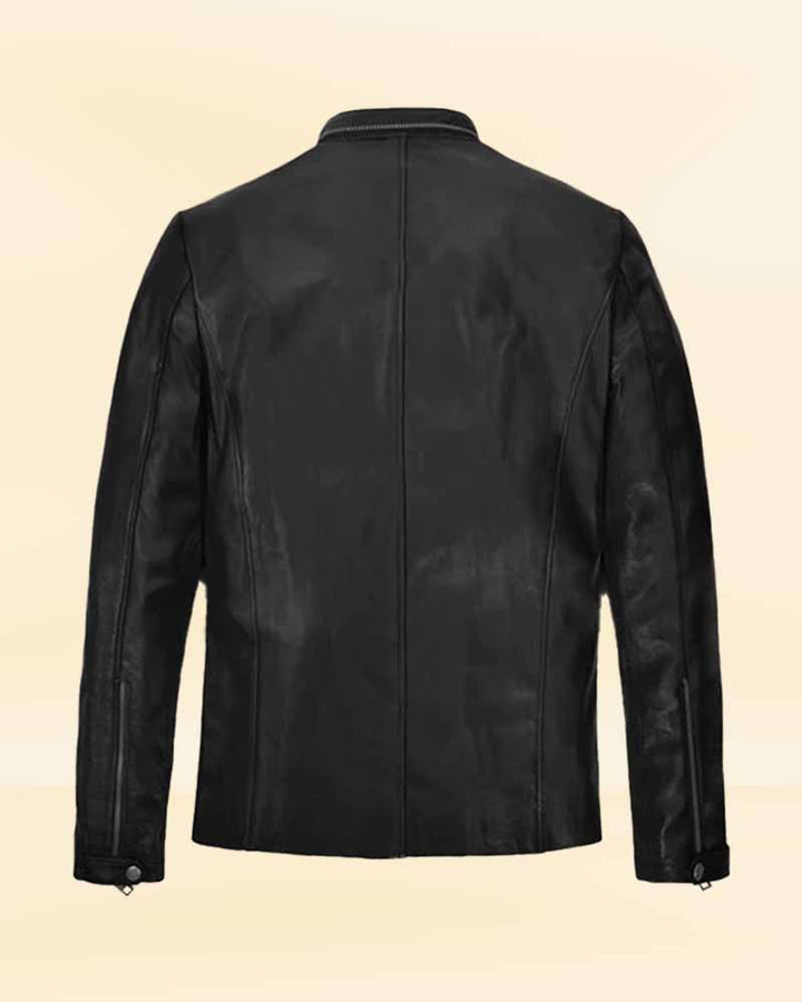 Upgrade your wardrobe with the stylish and versatile black leather jacket worn by Lan Somerhalder in United state market