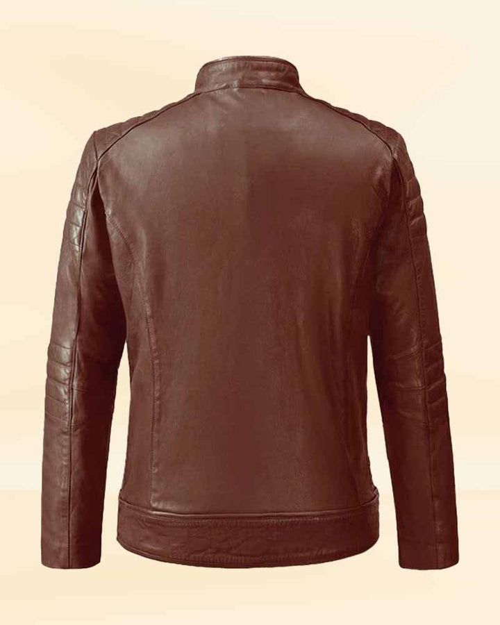 Tan Brown Washed & Wax Leather Biker Jacket in USA
