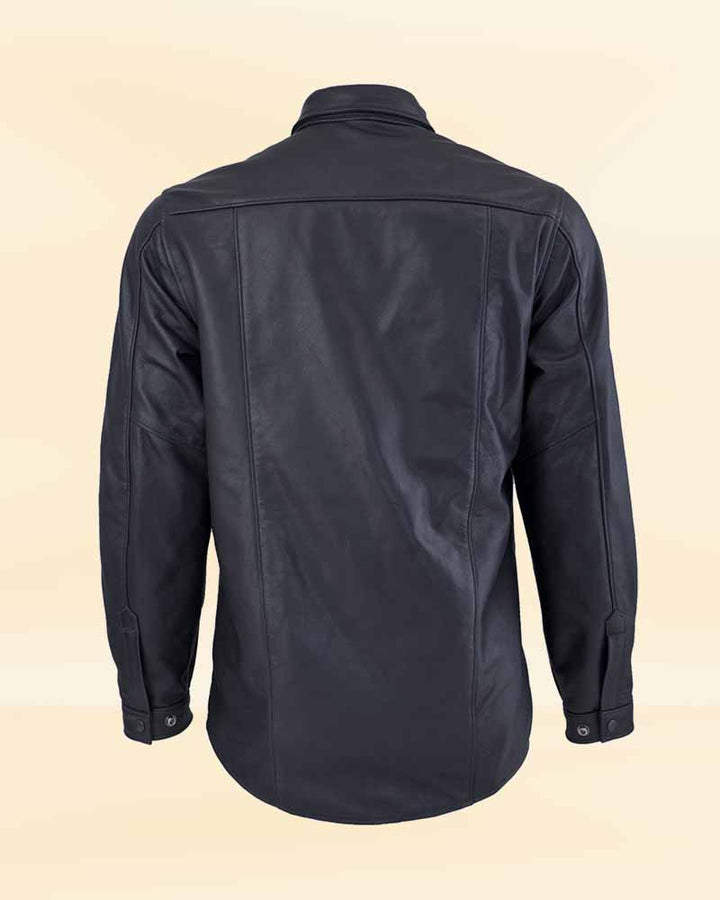 Button-up leather shirt with a sleek design