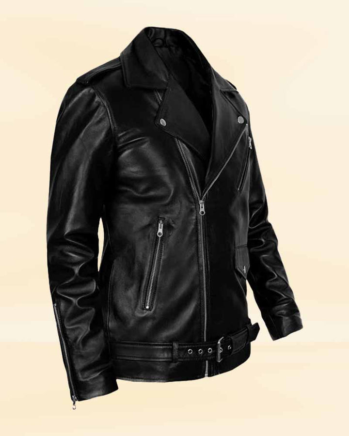 ]Channel your inner rocker with the Elvis Presley black biker stylish leather jacket in German market