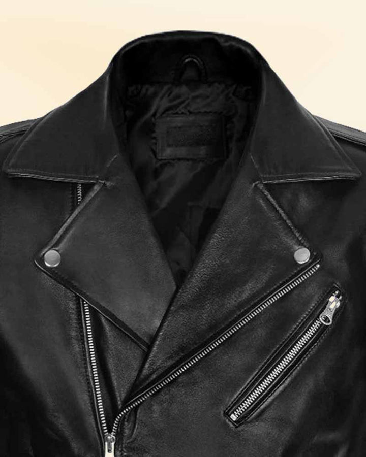 Experience the ultimate cool factor with the black biker stylish leather jacket worn by Elvis Presley in USA market