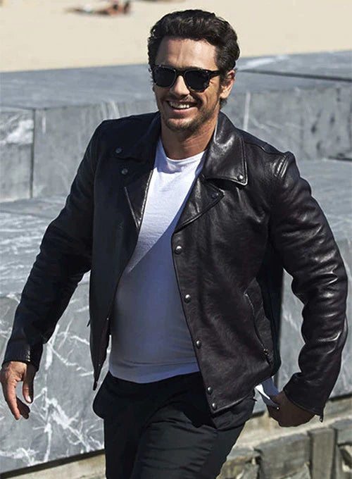 Sleek and elegant leather jacket worn by James Franco in American style