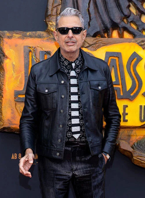 Jeff Goldblum Black Leather Jacket for Men in USA market
