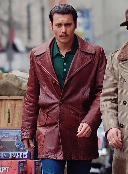 Johnny Depp Donnie Brasco Leather Blazer in USA market