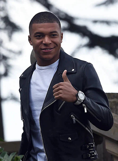 Sleek and Cool: Kylian Mbappé Leather Jacket in United state market