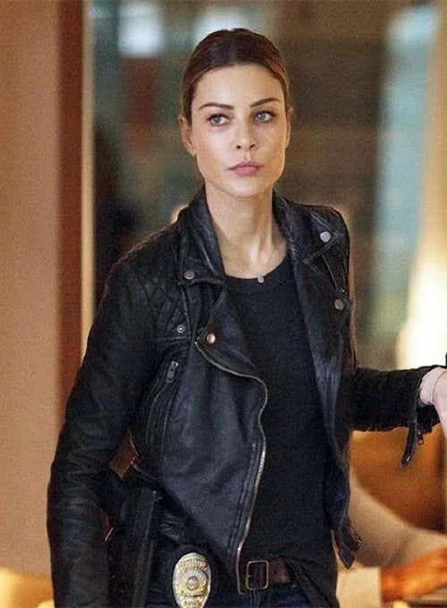 Lauren German's stylish leather jacket from Lucifer in USA market