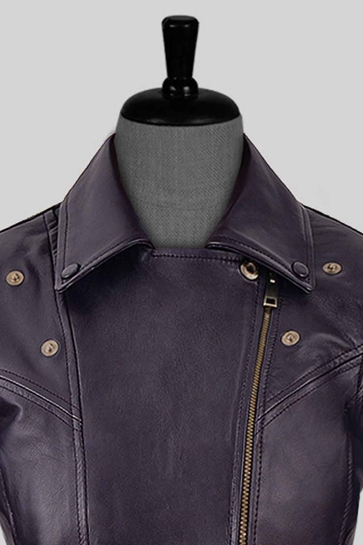 Portman Brando Purple Biker Leather Jacket 