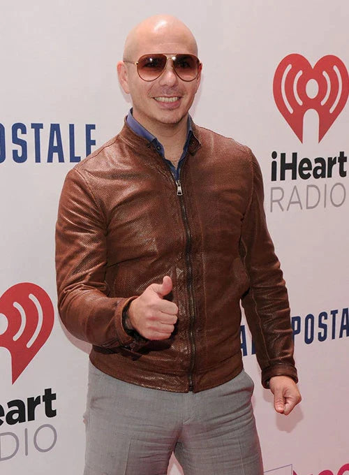 Brown sheep leather jacket, the perfect accessory for Pitbull's style in German market
