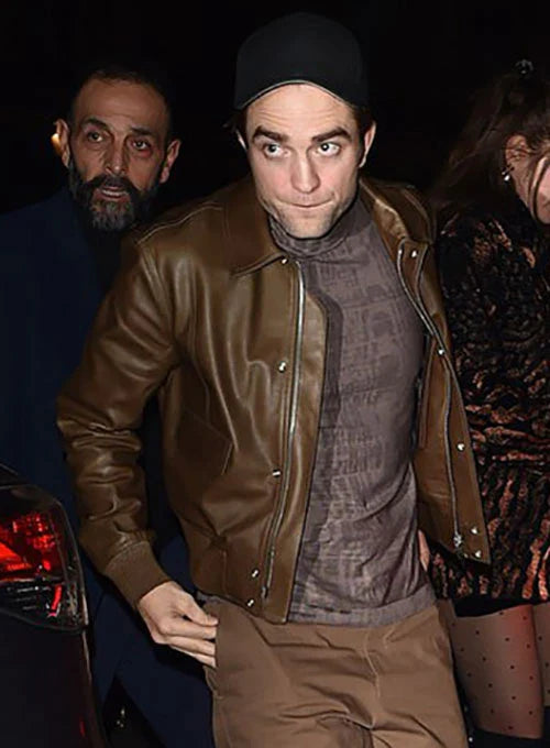 Stay on-trend with this stylish Brown Leather Jacket, inspired by Robert Pattinson's iconic  in United state market