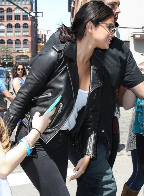 Celebrity Fashion: Selena Gomez's Stylish Leather Jacket in UK market