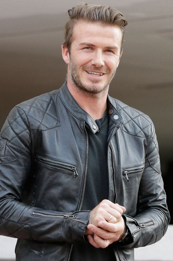 Black Stylish Leather Jacket Worn By David Beckham | David Beckham Black Stylish Leather Jacket