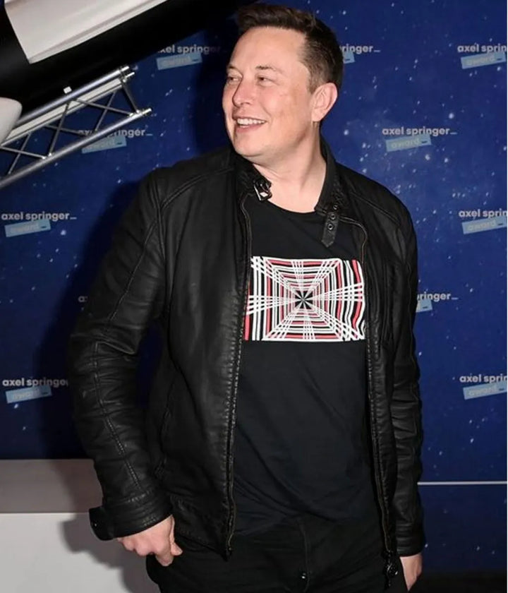Experience the confidence and style of Elon Musk with this elegant sheep leather jacket in German market